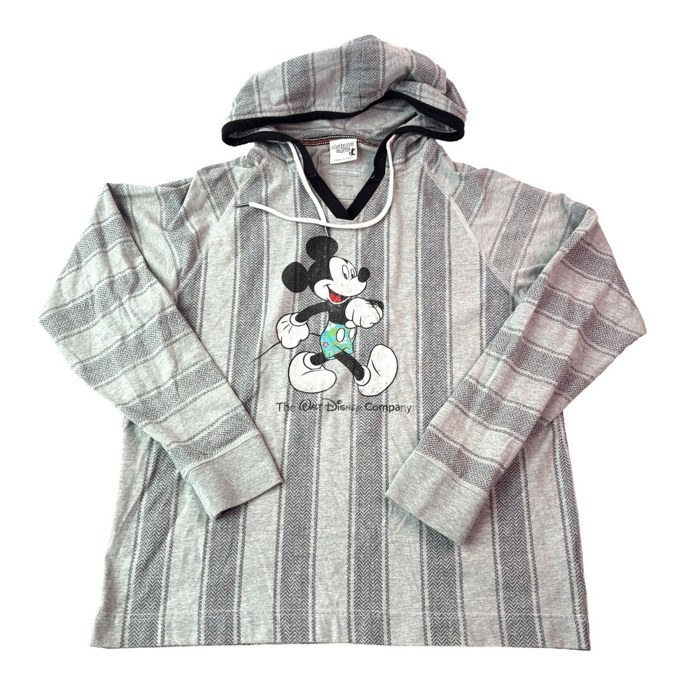 VTG 90s Disney Cast Member Exclusive Pullover Aztec Stripe Mickey Mouse Hoodie